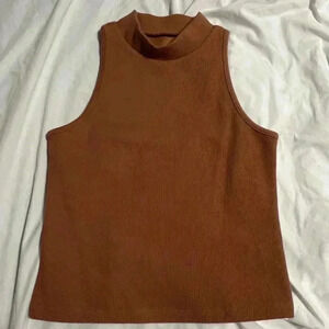 Ribbed Turtleneck Top. Sleeveless